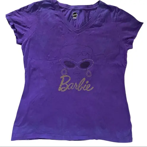 Barbie Mattel Gold Model Graphic Purple T Shirt Size Large Barbiecore Girlycore