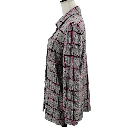 Nic+Zoe NWOT Around Town Shirt Jacket Shacket Plaid Pink Black White Size Large