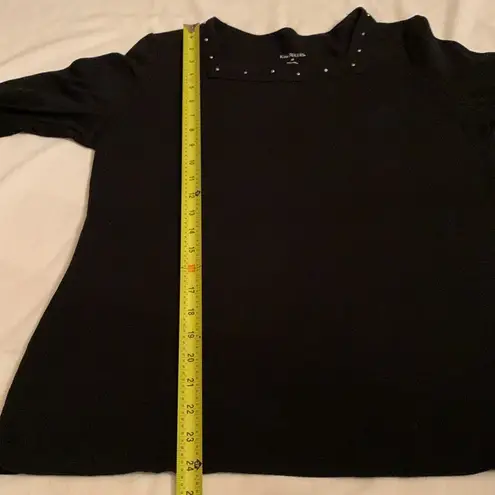 kim rogers Kim Rodgers 100% cotton black 3/4 sleeve rhinestone top medium M