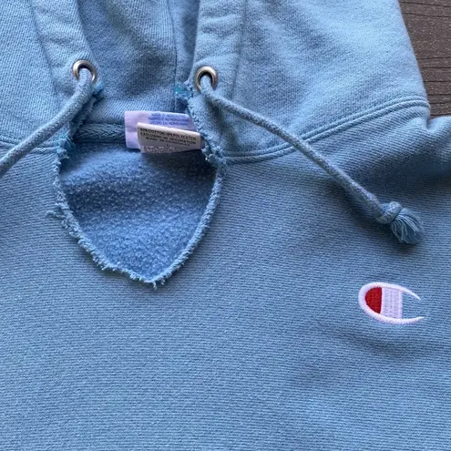 Champion Vintage  Reverse Weave Light Blue Size Large V Neck Hoodie