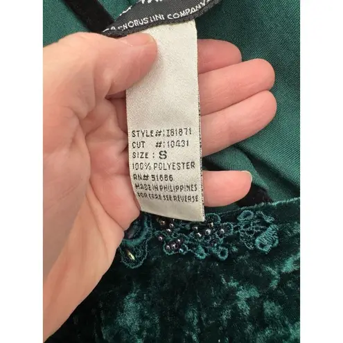 All that jazz Vintage Y2K Forest Fairy Beaded Velvet Dress Small Green Polyester