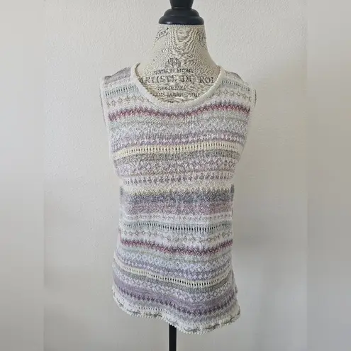 Heirloom Collectibles Light Purple Knit Sleeveless Top Sweater Vest sz L White Size L