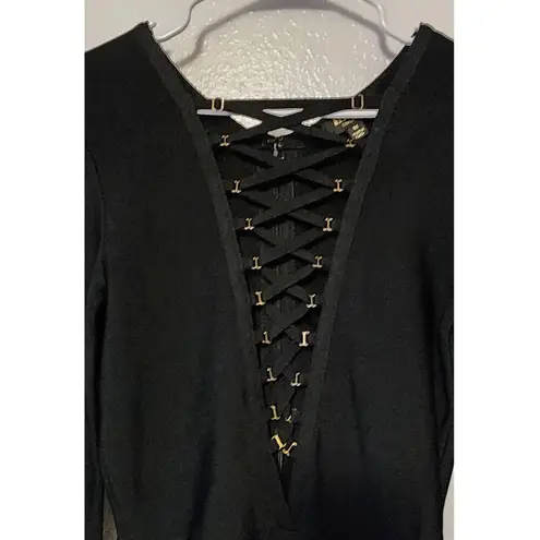 Hera Collection Black Corset Front Stretch Knit Jumpsuit Catsuit Jumpsuit Medium