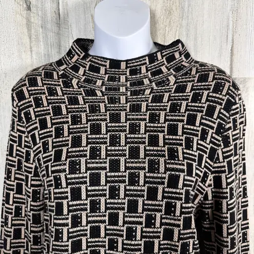 FATE Sweater L | Black Ivory Geometric | Mock Neck | 100% Viscose | MSRP $64 Size L