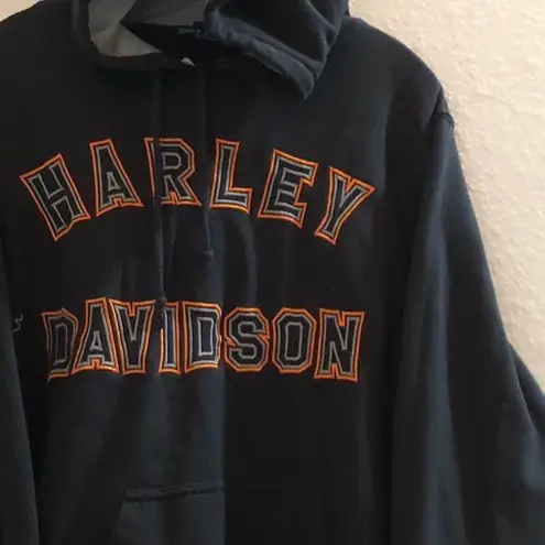 Port Authority Custom One of a kind Harley Davidson black orange baggy fit hoodie sweatshirt long sleeve biker motorcycle