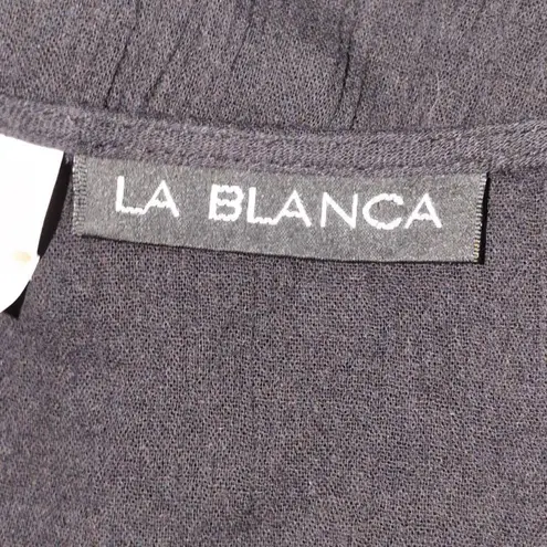 La Blanca Black Crochet V-Neck Crinkle Resort Tunic Cover Up XS