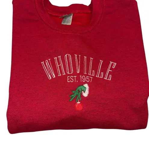 Red Whoville Grinch Sweatshirt size small - Image 1