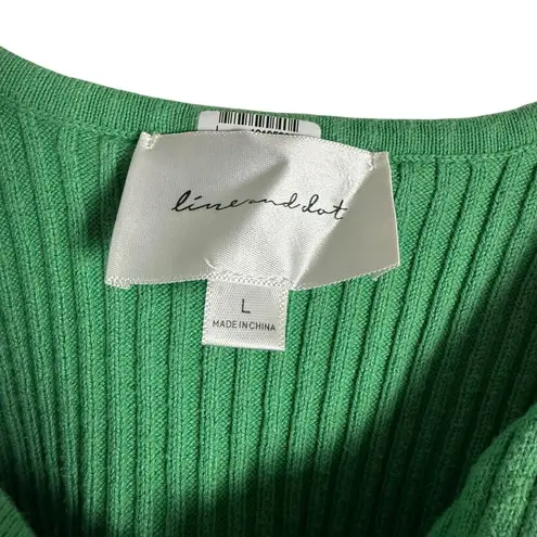 Line and Dot Celia Green Sleeveless Twist Front 2 Piece Ribbed Skirt Set Size L