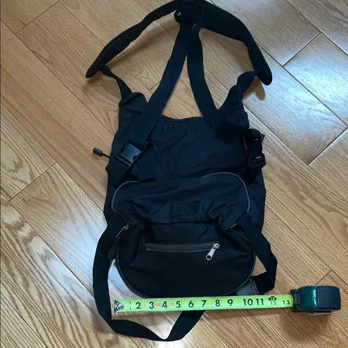 Dog carrier backpack, front pack with Durable Fabric converts to Fanny pack Black