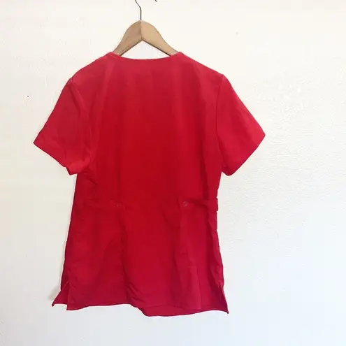 Grey's Anatomy  Professional Wear Short Sleeve Red V Neck Active Solid Scrub Top - Image 6