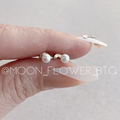 Tiny Rose Gold Pearl Flat Back Earrings Pink