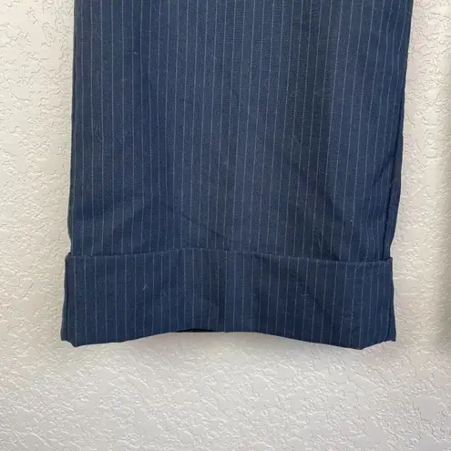 NY&CO Navy Pinstripe Cropped Dress Pants Size 10 Blue