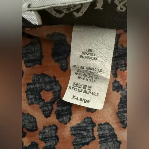 L&B Lucky & Blessed Leopard Print Turquoise Lace Trim Duster Vest XL Western Brown