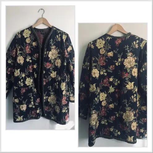 Vintage Indago Design Floral Tapestry Reversible Art to Wear Kimono Jacket Size M