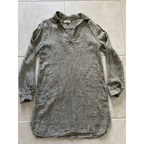 Artisan NY Dress Womens Small Green Linen Shirtdress Coastal Beachy Flowy Boho