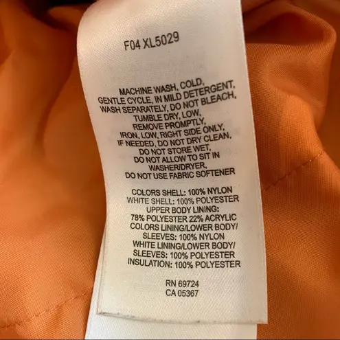 Columbia  Orange & White Fleece Lined Hooded Coat size Small