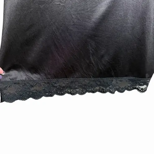 Y2K Women's Black Lace Satin Slip Dress XS