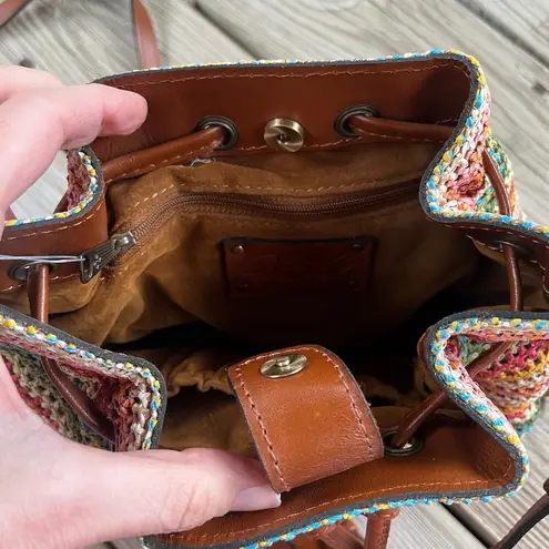 Patricia Nash Spanish Multi Zig Zag Textile Woven Bucket Hobo Bag. NEW