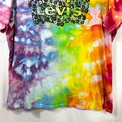 Levi's  Plus Size 2X Top Handmade Tie Dye T-Shirt Flower Logo Rainbow 1497