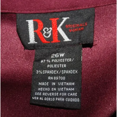 R&K Originals Vintage Plum Purple Faux Suede Button Front Jacket Size 26W Pocket