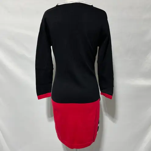 Area Stars New Color Block Stripe Mini Sweater Dress Black White Red Size Small