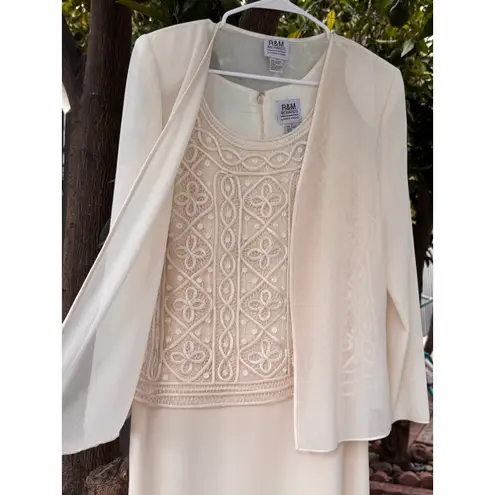 R & M Richards Vintage Karen Kwong 2 Pc Embroidered Chiffon Dress Set Size 10