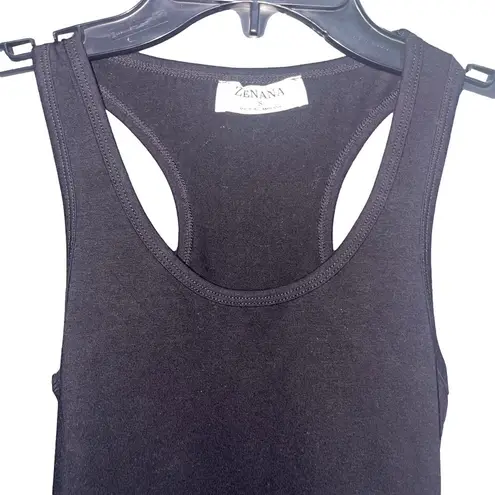 Zenana Outfitters Bodysuit Women Small Black Solid Sleeveless Racerback Tank Edgy Casual