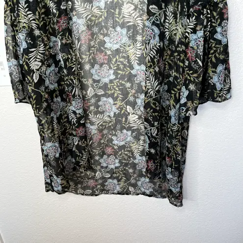 American Eagle Outfitters Sheer Chiffon Floral Kimono Black L/XL Boho