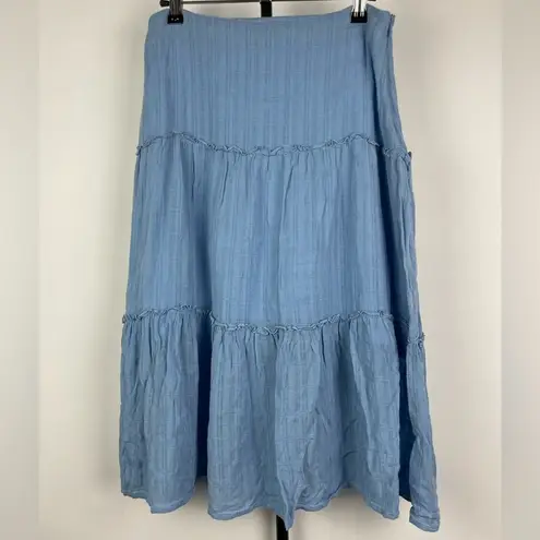 Privacy Please Revolve Periwinkle Blue Ventura Checked Tiered Midi Skirt