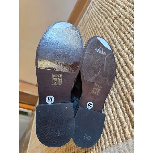 Free People  Leather Moto Boots Teal Blue Green Buckle Mid Calf Size 10