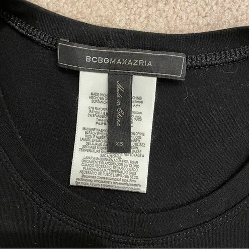 BCBGMAXAZRIA BCBG Long Sleeve Twist Front Crop Top, Black, Size XS, EUC