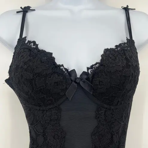 Cabernet Lace Corset Bustier Womens Top Sz S Y2K Coquette Fairy Lolita Goth Mesh Black