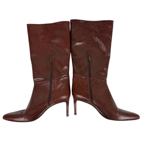 Inez Mila Brown Espresso Snakeskin Comfort Heel Knee High Boot Size 9