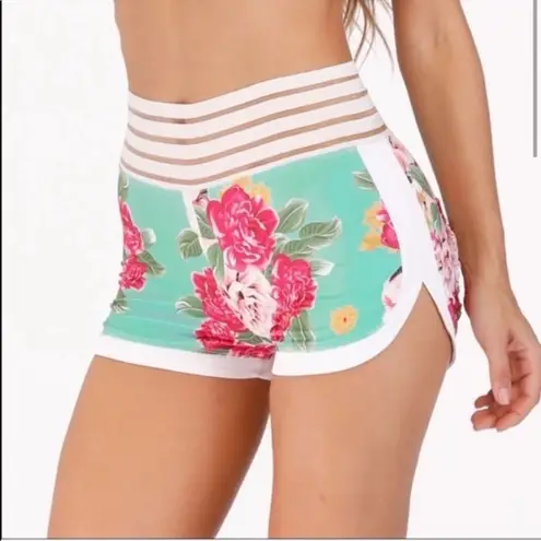 Butt Lift Cheeky Scrunch Bum PINK FLORAL Mesh Detail & Pocketed VIRAL RARE Short Size undefined