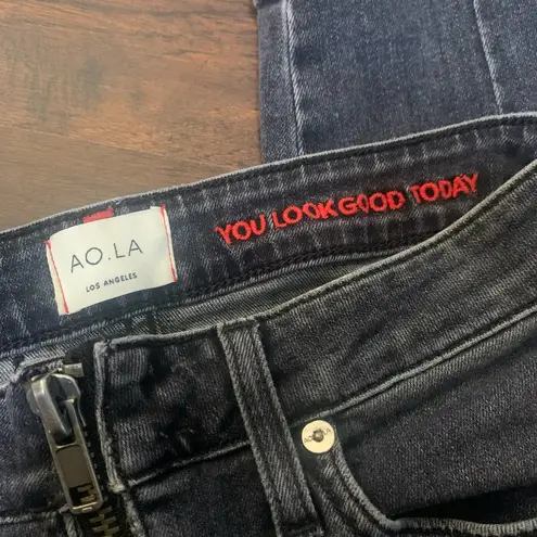 Alice + Olivia Ao.La by  gray lightly distressed zipper skinny jeans size 26