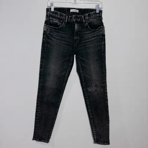 MOUSSY VINTAGE Lenwood Distressed Skinny Ankle Jeans Washed Black Size 25
