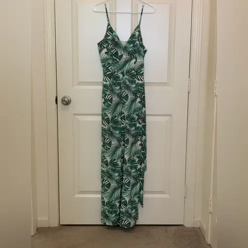 Massimo Fabbro Italy Tropical Green Leaf Print Jumpsuit. Size