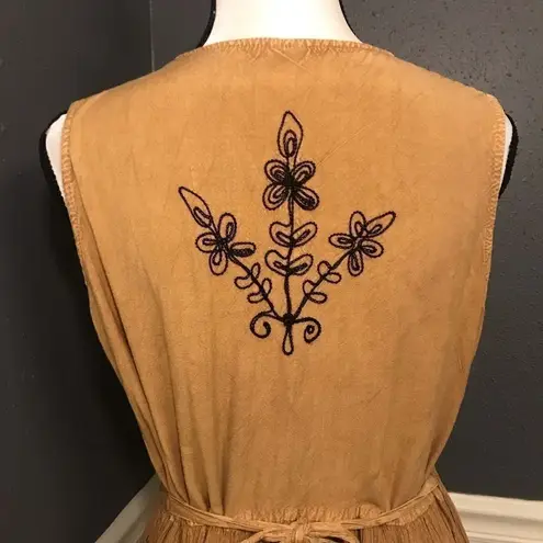 Handmade embroidered dress with corset detail Brown Size L