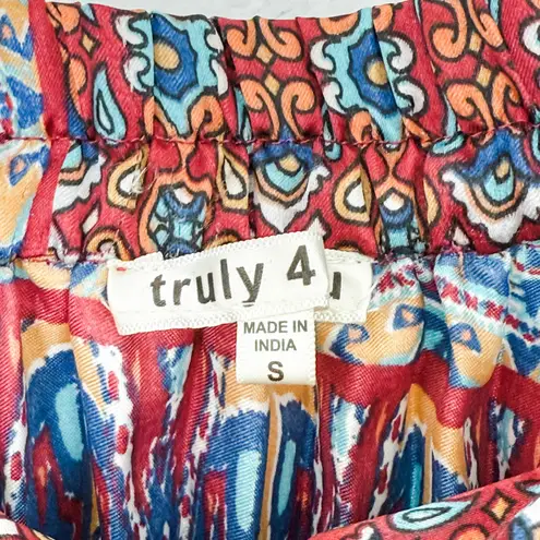 Truly 4 You Womens Maxi Skirt Size S Multi Boho Paisley Pleated Artsy Dopamine Red