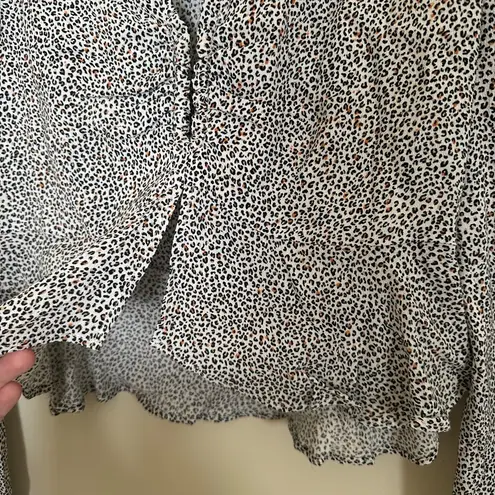 NWT AFRM Leopard Print Long Sleeve Deep V Top Black Size M