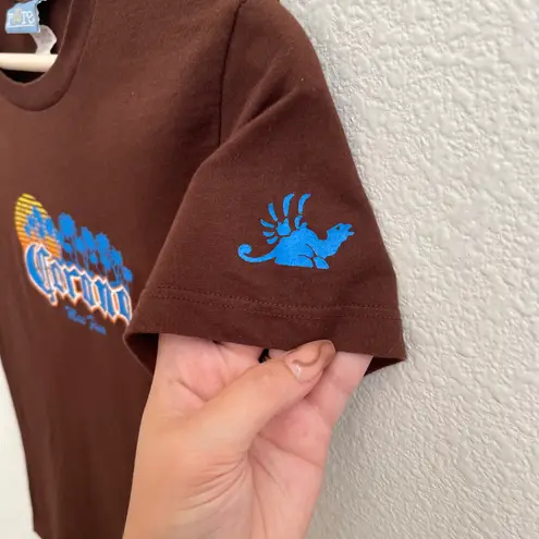 rAre Corona Las Fina Vintage Y2K Brown Blue Palm Tree Graphic Short Sleeve Tee