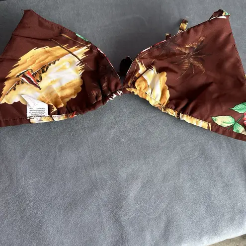 NEW Vintage Hukilau Fashions Hawaiian Set Medium Wrap Shorts Triangle Bikini Top Brown