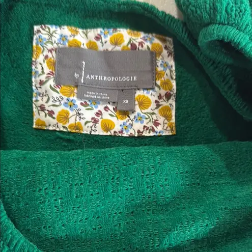 Anthropologie  Emerald Ruffle Blouse - Image 6