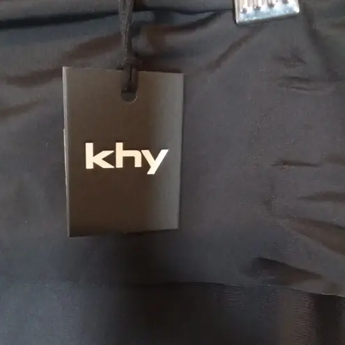 Khy Sleek Stretch Cutout Foldover Stretch Pants Flare Womens Medium Black