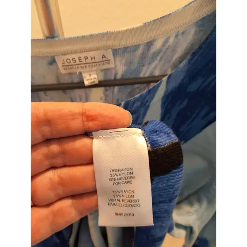 Joseph A Blue White Watercolor Abstract Print Button-Up Size M Cardigan Sweater