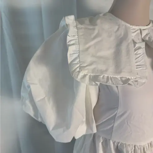 Sister Jane White Puff Sleeve Statement Collar Mini Dress XS