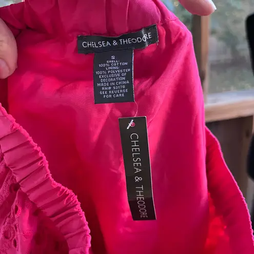 Chelsea & Theodore Women's Hot Pink Eyelet Pull On Skirt Size S. NEW