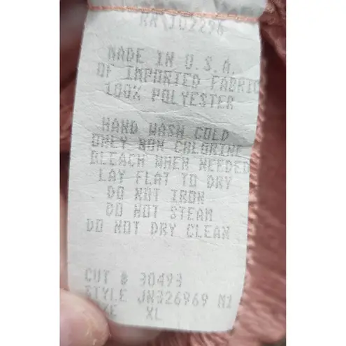 Connected Apparel  XL Top Blouse Peach Pink Crinkle Short‎ Sleeve USA Made