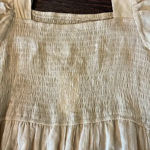Moon River Smocked Gauze Tiered Maxi Dress Cream Size Small Anthropologie NWT
