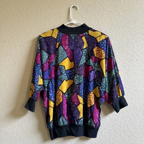 Vintage TEDDI women's Picasso Abstract print Pullover 3/4 Sleeve 90’s Top S/M